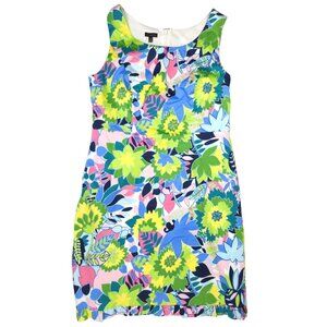 Talbots Size 10 Womens Floral Garden Party Sleeveless Cotton Stretch Dress